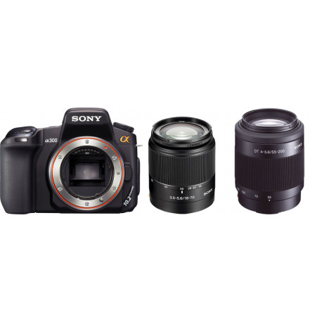 фотоапарат Sony A300 + обектив Sony SAL 18-70mm f/3.5-5.6 DT + обектив Sony SAL 55-200mm f/4-5.6 DT фотоапарат Sony A300 + обектив Sony SAL 18-70mm f/3.5-5.6 DT + обектив Sony SAL 55-200mm f/4-5.6 DT