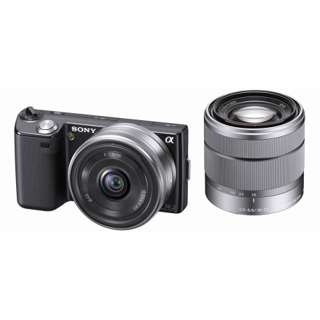 Camera Sony NEX-5 (черен) + Lens Sony SEL 16mm f/2.8 + Lens Sony SEL 18-55mm f/3.5-5.6