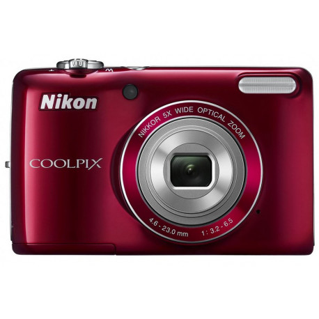 Camera Nikon CoolPix L26 (червен) + калъф Nikon L + зарядно у-во Varta + 2 AA X 2100 mAh 