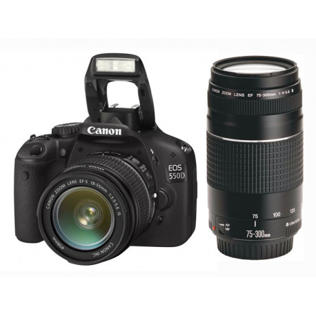  DSLR camera Canon EOS 550D + Lens Canon 18-55mm F/3.5-5.6 DC III + Lens Canon 75-300mm f/4-5.6