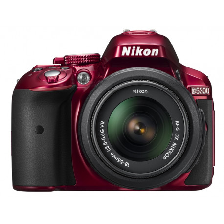 фотоапарат Nikon D5300 (червен) + AF-P 18-55mm VR Kit + обектив Nikon 50mm f/1.8G
