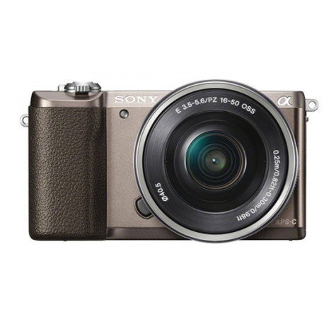 фотоапарат Sony A5100 (кафяв) + обектив Sony SEL 16-50mm f/3.5-5.6 PZ OSS (сребрист)