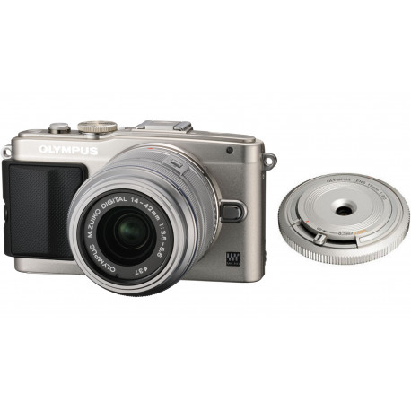  Camera Olympus E-PM2 PEN mini (сребрист) + Lens Olympus MFT 14-42mm f/3.5-5.6 II R MSC + Lens OM SYSTEM (Olympus) MFT 15mm f/8 silver