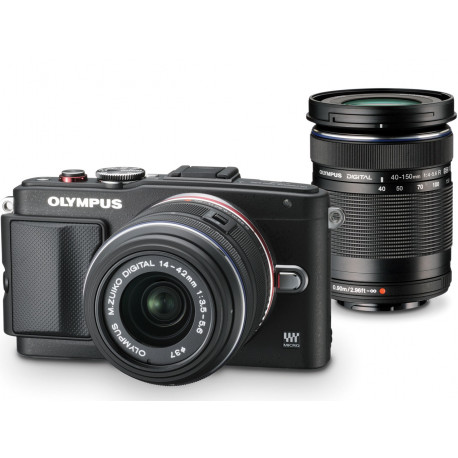 фотоапарат Olympus E-PL6 PEN (черен) + обектив Olympus 14-42mm f/3.5-5.6 II R + обектив Olympus 40-150mm f/4-5.6 R MSC 