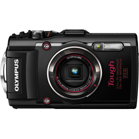 фотоапарат Olympus Stylus TG-4 Tough (черно) + аксесоар Olympus CHS-09 Floating Strap (червен)