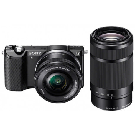 фотоапарат Sony A5000 + обектив Sony SEL 16-50mm f/3.5-5.6 PZ + обектив Sony SEL 55-210mm OSS