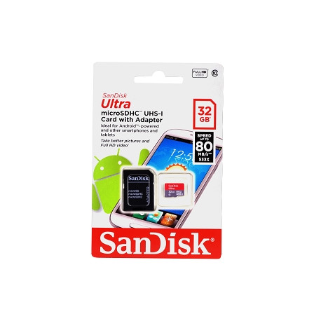 SanDisk microSDHC Ultra 32GB 80MB/S 533X + SD адаптер
