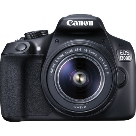 Canon EOS 1300D + обектив Canon 18-55mm F/3.5-5.6 DC III + обектив Canon EF-S 10-18mm f/4.5-5.6 IS STM + обектив Canon EF 50mm f/1.8 STM + чанта Canon SB100 Shoulder Bag