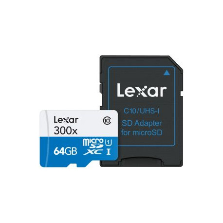 Memory card Lexar HIGH PERFORMANCE MICRO SDXC 64GB 300X 45MB / S + ADAPTER