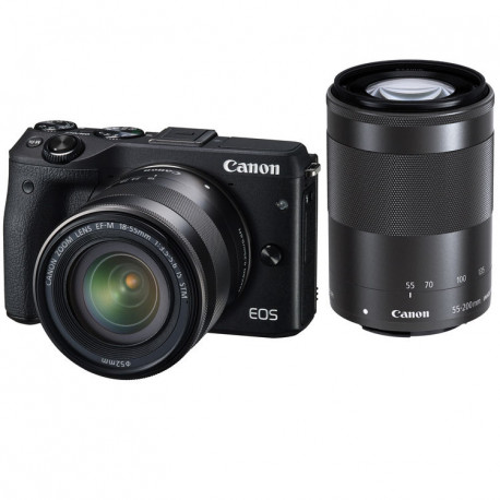 фотоапарат Canon EOS M3 + обектив Canon EF-M 15-45mm f/3.5-6.3 IS STM + обектив Canon EF-M 55-200mm f/4.5-6.3 IS STM