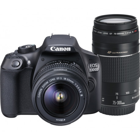 Canon EOS 1300D + Lens Canon 18-55mm F/3.5-5.6 DC III + Lens Canon 75-300mm f/4-5.6 USM + Lens Canon EF-S 10-18mm f / 4.5-5.6 IS STM + Memory card SanDisk Ultra SDHC 16GB 80Mb/s 533X UHS-1 SDSDUNC-016G-GN6IN Canon EOS 1300D + Lens Canon 18-55mm F/3.5-5.6 DC III + Lens Canon 75-300mm f/4-5.6 USM + Lens Canon EF-S 10-18mm f / 4.5-5.6 IS STM + Memory card SanDisk Ultra SDHC 16GB 80Mb/s 533X UHS-1 SDSDUNC-016G-GN6IN