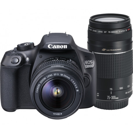 Canon EOS 1300D + Lens Canon 18-55mm F/3.5-5.6 DC III + Lens Canon 75-300mm f/4-5.6 USM + Accessory Canon EOS Accessory KIT