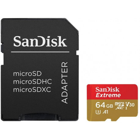 SanDisk Micro SD Extreme 64GB 100 Mb/s 667X със SD адаптер