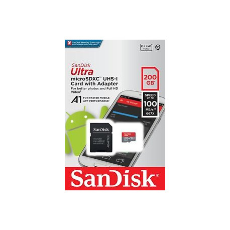 Memory card SanDisk 200GB Ultra A1 Micro SDXC Card with Adapter