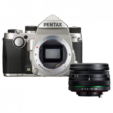 фотоапарат Pentax KP (сребрист) + обектив Pentax 18-50mm WR