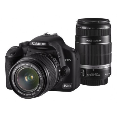  DSLR camera Canon EOS 450D + Lens Canon EF-S 18-55mm f/3.5-5.6 IS + Lens Canon EF-S 55-250mm f/4-5.6 IS