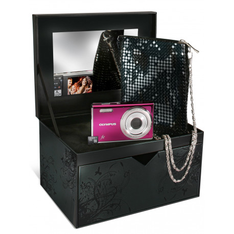 фотоапарат Olympus FE-4000 Glamour Kit (розов) - Включва фотоапарат Olympus FE-4000, карта Micro SD 4GB, елегантна чанта, кутия за бижута фотоапарат Olympus FE-4000 Glamour Kit (розов) - Включва фотоапарат Olympus FE-4000, карта Micro SD 4GB, елегантна чанта, кутия за бижута