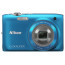 фотоапарат Nikon CoolPix S3100 (син) + кожен калъф Nikon S + карта памет 4 GB
