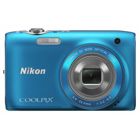фотоапарат Nikon CoolPix S3100 (син) + кожен калъф Nikon S + карта памет 4 GB