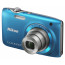 фотоапарат Nikon CoolPix S3100 (син) + кожен калъф Nikon S + карта памет 4 GB
