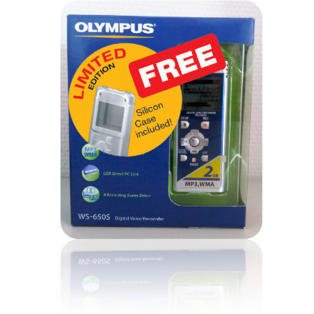 диктофон Olympus WS-650S (син) + подарък: силиконов предпазен калъф