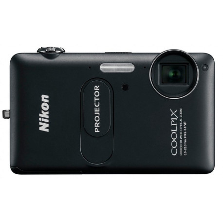 фотоапарат Nikon CoolPix S1200PJ (черен) + Belkin аудио/видео кабел 