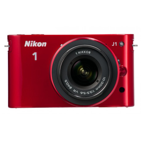  фотоапарат Nikon 1 J1 (червен) + обектив Nikon 1 NIKKOR VR 10-30 mm f/3,5-5,6 (червен)