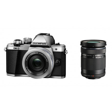 Camera Olympus E-M10 II (сребрист) OM-D + Lens Olympus ZD Micro 14-42mm f / 3.5-5.6 EZ ED MSC (Silver) + Lens Olympus MFT 40-150mm f/4-5.6 R MSC black