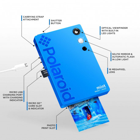 Instant Film Camera Polaroid Mint (blue) PhotoSynthesis