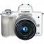 Camera Canon EOS M50 (White) + Canon EF-M 15-45mm f / 3.5-6.3 IS STM Lens + Lens Canon EF-M 22mm f/2 STM