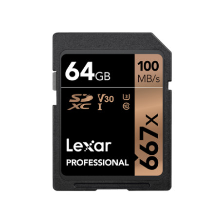 LEXAR PROFESSIONAL SDXC 64GB 667X UHS-I R:100/W:90MB/S U3 LSD64GB667