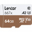 LEXAR PROFESSIONAL MICRO SDXC 64GB 667X UHS-I R:100/W:90MB/S U3 LSDMI64GB667A