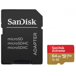 карта SanDisk 64GB Extreme UHS-I Micro SDXC + SD Adapter