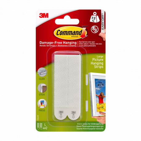 3M Command Picture Hanging Strips Large (бял)