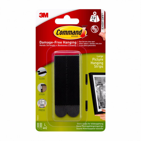 3M Command Picture Hanging Strips Large (черен)