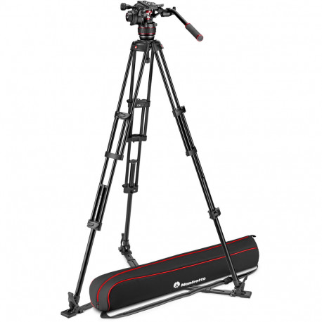 Manfrotto MVK608TWINGA Nitrotech 608 Fluid Video Head + Alu Twin GS Ground Spreader Tripod