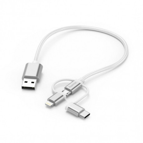 Hama 183306 Cable 3 in 1 (USB-A - Micro USB, Lightning and USB-C) 20 cm