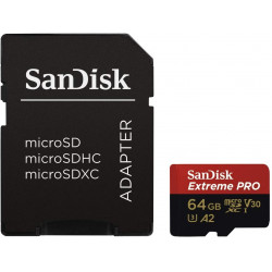 SanDisk Extreme Pro Micro SDXC 64GB R:170/W:90MB/s с адаптер