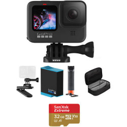 Camera GoPro HERO9 Black + Accessory GoPro The Handler AFHGM-002 + Battery GoPro Rechargeable Li-Ion Battery for HERO9 Black (ADBAT-001) + Accessory GoPro Magnetic Swivel Clip ATCLP-001 + Memory card SanDisk Micro SD UHC 32GB 100MB / S 667X + ADAPTER SD