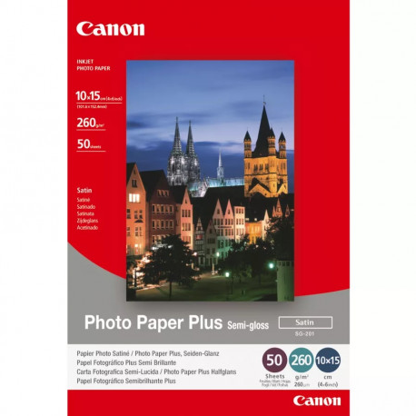CANON SG-201 PLUS SATIN SEMI-GLOSS 10X15CM 50 SHEETS PHOTO PAPER