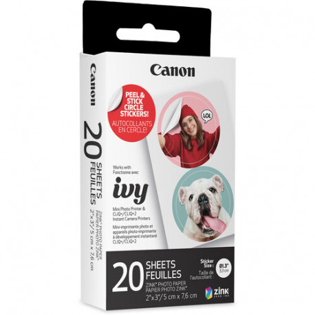 Canon ZP-2030-2C-20 ZINK ™ Photo Paper 5x7.6cm Sticker Size: 3.3cm 20 sheets