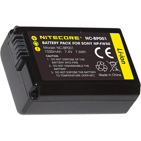 Nitecore NC-BP001 Battery equivalent to Sony NP-FW50