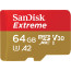 SANDISK EXTREME MICRO SD 64GB R:170/W:80MB/S A2 WITH ADAPTER SDSQXAH-064G-GN6MA