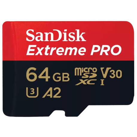 SANDISK EXTREME PRO MICRO SDXC 64GB UHS-I U3 R:200/W:90MB/S WITH ADAPTER SDSQXCU-064G-GN6MA