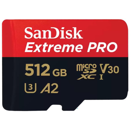 SANDISK EXTREME PRO MICRO SDXC 512GB UHS-I U3 R:200/W:140MB/S WITH ADAPTER SDSQXCD-512G-GN6MA