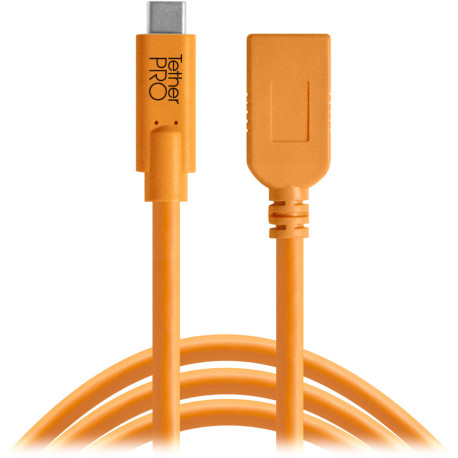 TETHER TOOLS CUCA415-ORG USB-C TO USB-A FEMALE ADAPTER (4.6M) ORANGE CABLE