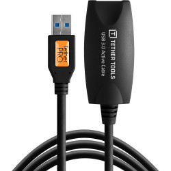 кабел Tether Tools TetherPro USB-A (M) - USB-A (F) Active Extension 5 m (черен)