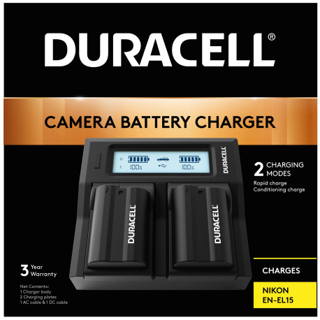 зарядно устройство Duracell DRN6113 USB Dual battery charger за Nikon EN-EL15 зарядно устройство Duracell DRN6113 USB Dual battery charger за Nikon EN-EL15