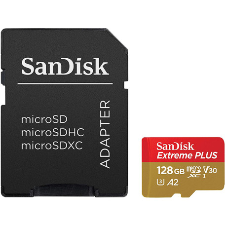 Memory card SanDisk Extreme Plus Micro SDXC 128GB UHS-I R:170/W:90MB/s A2+SD Adapter