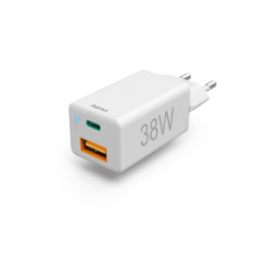 зарядно устройство Hama Fast Mini Charger USB-C / USB-A 38W (бял)